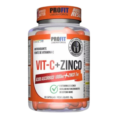  Vitamina C 1000mg + Zinc 7mg 60 Caps Profit Labs