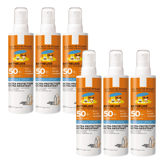 Combo X6 La Roche Anthelios Dermopediátrico Fps50 Spray200ml