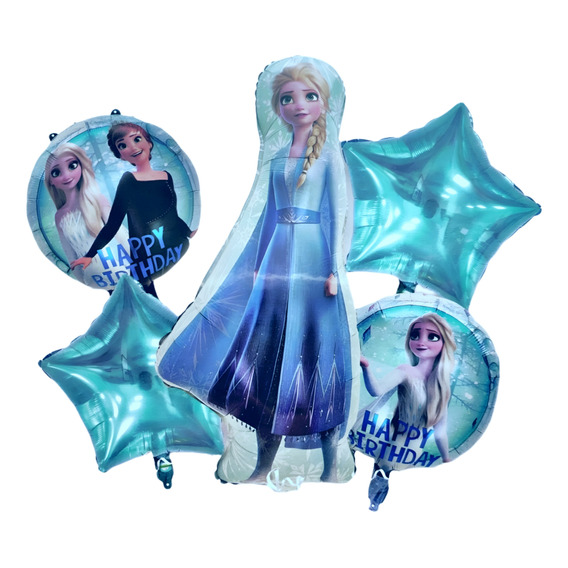 Bouquet Globos Princesa Elsa Frozen X 5 Piezas 