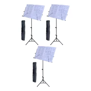 3 Estante Partitura Pedestal Musical Dobrável Tripé Apoiador