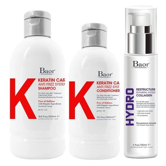 Shampoo + Acondicionador +hydro Collagen Baor K Keratin Care