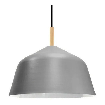 Colgante Campana 40cm Diseño Con Madera Apto Led E27 Deco