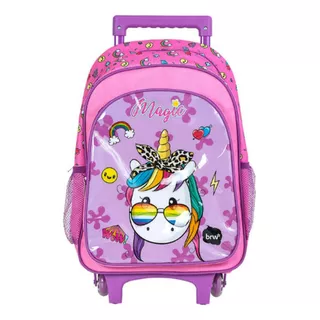 Mochila Con Ruedas Brw Color Magic Para Niños Y Niñas, Rosa Y Morado