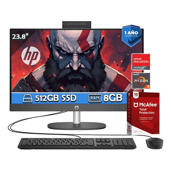 All In One Hp Proone 245 G10 Ryzen 3-7320u 8gb Ram 512gb Ssd