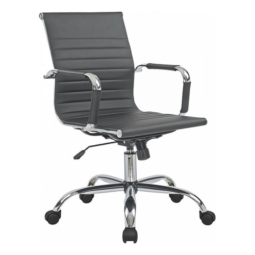 Asiento De Oficina Negro Simil Cuero D-101