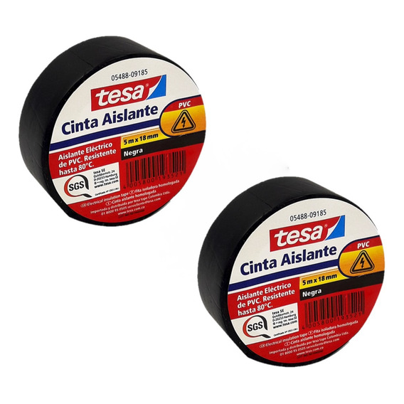 Cinta Aislante Negra 18mm X 5mt Tesa X2 Und