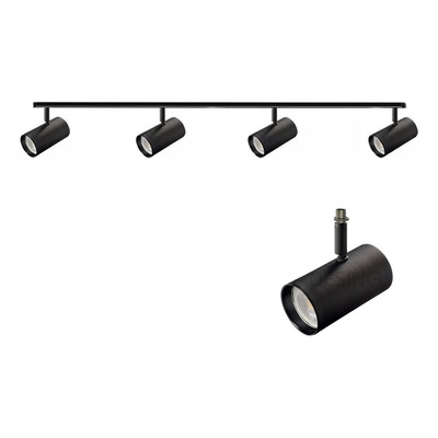 Riel 1 Metro Con 4 Spot Mac Apto Led Gu10 Negro Luz Desing
