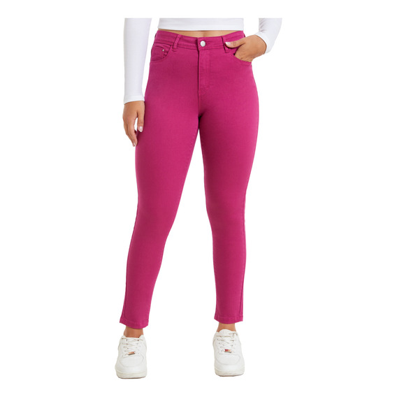 Jeans Mujer Super Skinny Fucsia Oscuro Fashion's Park