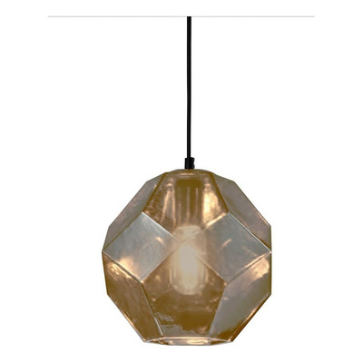 Colgante Cristal 1 Luz Ambar Birk Deco Moderno Apto Led Cie