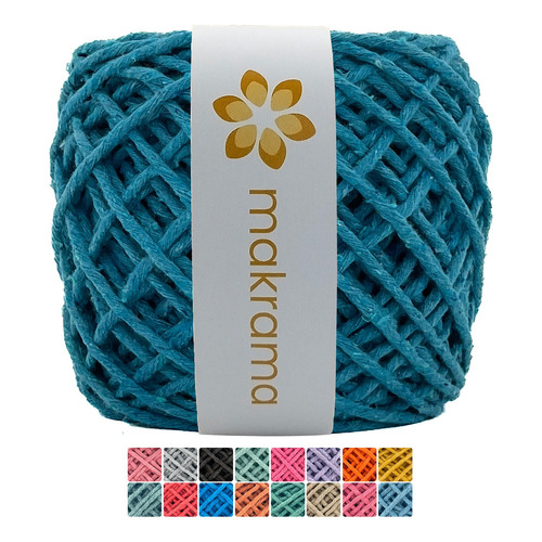 Hilo Cordón Hilaza Algodón Para Tejer Macramé 3mm 100m Color Azul cian