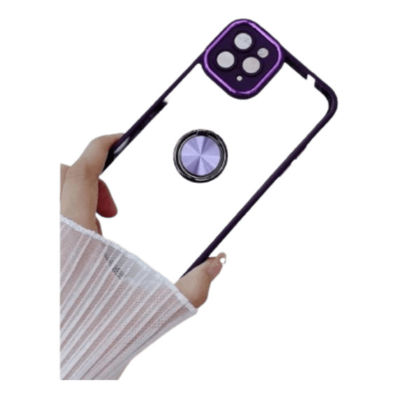 Funda Case Para Samsung A14 5g Transparente Cromado Morado