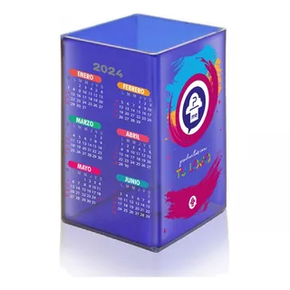 50 Cubo Portalapices Con Calendario Personalizado Full Color