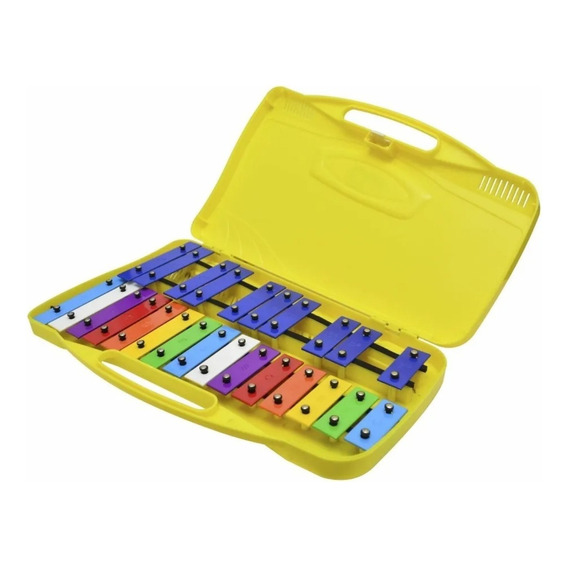 Metalofono Cromatico Infantil Escolar 25 Notas Musicales Color Amarillo