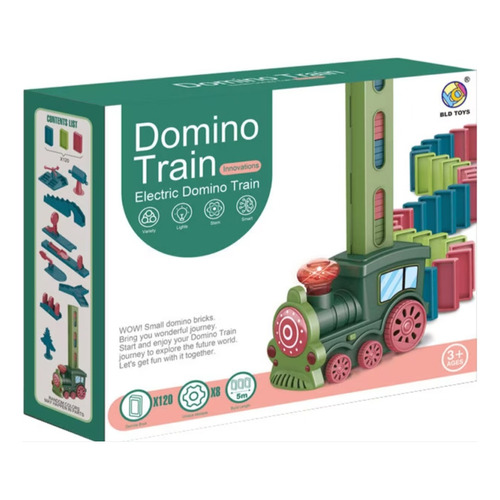 Tren Domino Apilable Con Luz Y Sonido Color Verde