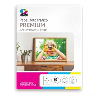 1 Paquete Papel Adhesivo Foto Glossy Tabloide 115gr 50 Pza Color Blanco