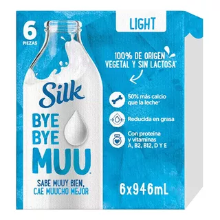 Silk Bye Bye Muu Light Bebida Vegetal 6pzas 946ml (2 Cajas)