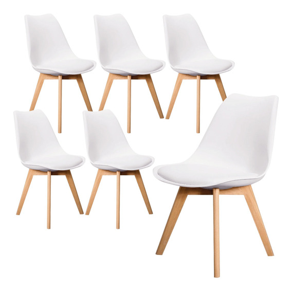 Set/kit 6 Silla Tulip Eames Acojinada Minimalista Moderna