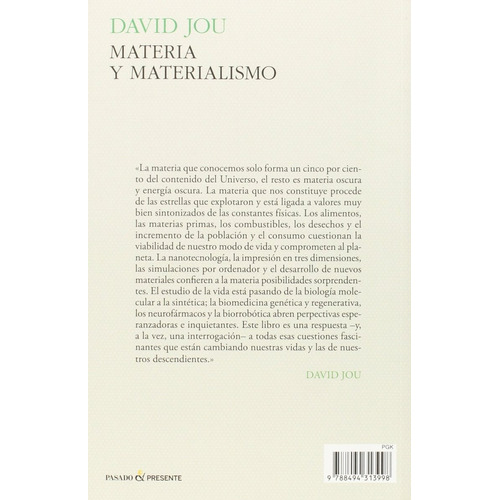 Materia Y Materialismo David Jou Ed Pasado Presente