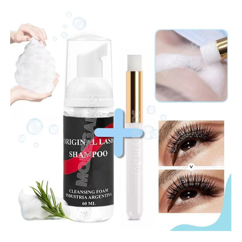 Lash Shampoo Original Para Pestañas 60ml + Brocha Limpiadora