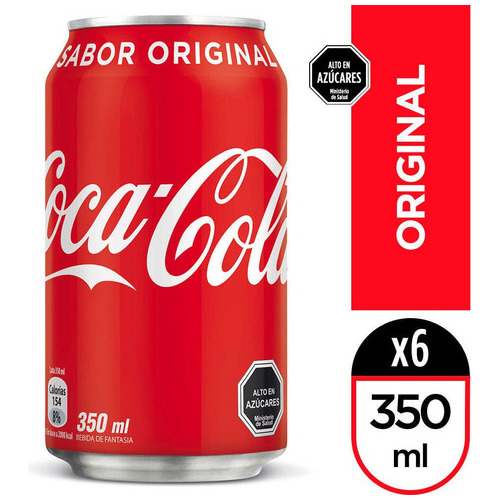 Coca Cola 350cc Lata X 6, bebida Gaseosa