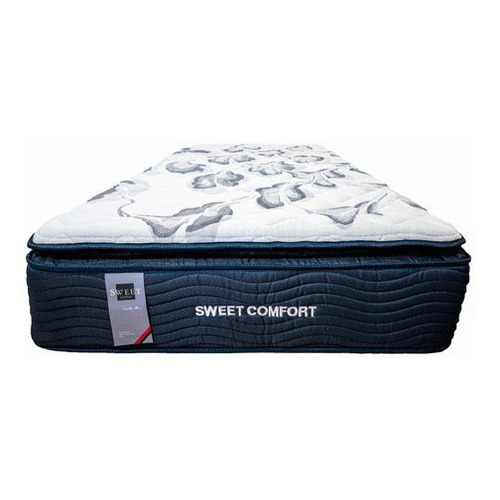 Colchón Individual de resortes Sweet Comfort Sweet Basic azul y blanco - 100cm x 190cm x 24cm con pillow top