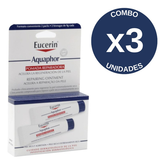 Combo X 3 Eucerin Aquaphor Pomada Reparadora 2x10 Ml