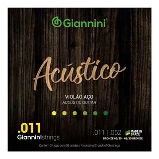 Encordamento Violão Aço Giannini Gespw Bronze Série Acústico