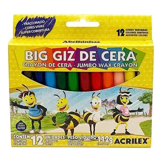 Big Giz De Cera - Gizão Jumbo Acrilex Com 12 Unidades