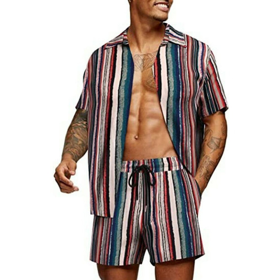 Camisa Y Pantalone Hawaiana Moda Casual Slim Fit Para Hombre