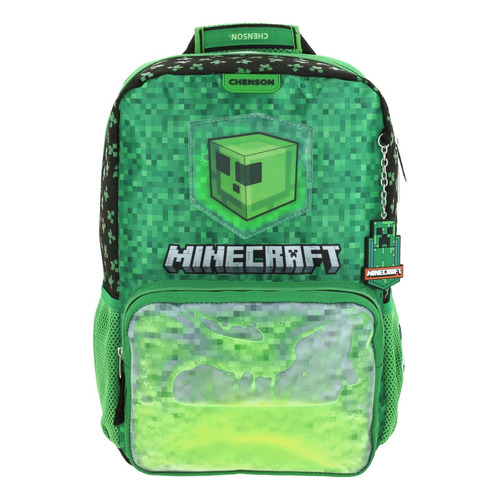 Mochila Chenson Grande Minecraft Escolar Slime Mc65883-g Lim Color Verde