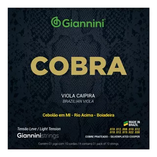 Encordoamento Para Viola Caipira Tensão Leve Cobra Giannini