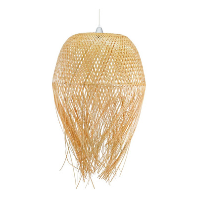 Colgante Deco Moderno De Bambu 50x80 Natural Apto Led E27 