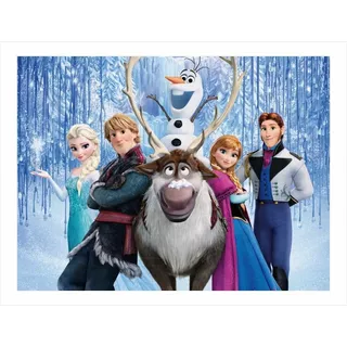 Papel De Parede Auto Adesivo Frozen Elza Olaff Infantil 4m²