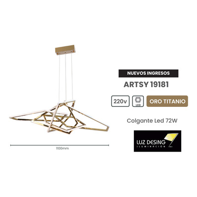 Colgante Led Artsy 72w Led Oro Deco Moderno Cie