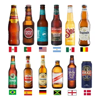 Kit Cervejas Importadas P/ Presente Vários 12 Países