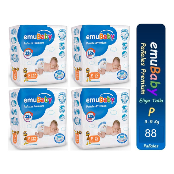 4pack Pañales Emubaby Premium Tallas P M G Xg Xxg