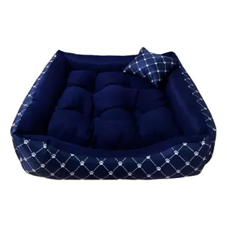 Caminha Para Cachorro Gato Pet Médio Almofada 60x60 Cor Azul Desenho Patinha