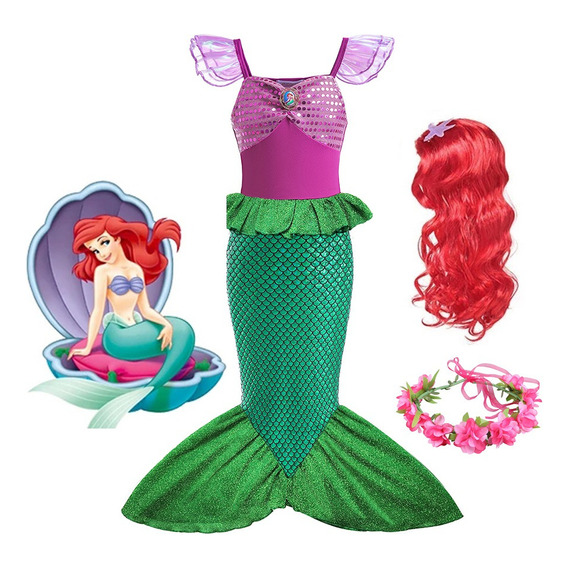 Disfraz #3pcs De La Sirenita Ariel For Niña, Para