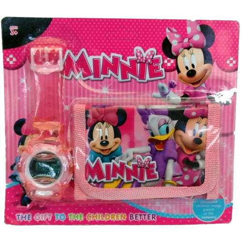 Combo Billetera Y Reloj De Minnie Mouse Color de la correa Rosa Color del bisel Rosa Color del fondo Rosa
