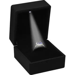 The Jewellery Pak Caja De Anillo Led Negra Para Propuesta, B