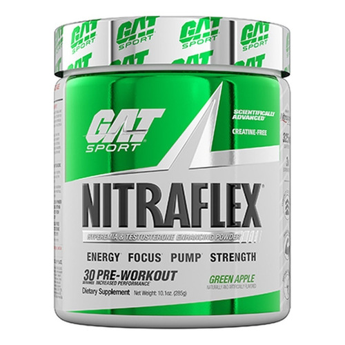 Suplemento en polvo GAT Sport  Advanced Pre-Workout Nitraflex aminoácidos sabor green apple en pote de 285g