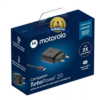 Carregador Motorola Moto One Fusion Turbo Power Anatel + Nf