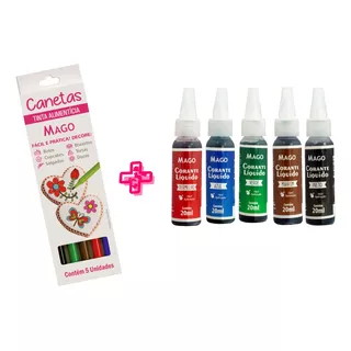 Kit De 5 Canetas Comestivel + Refil Para Recarregar -premium