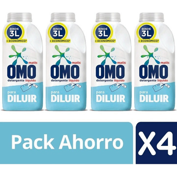 Detergente Liquido Para Diluir Omo 500ml Rinde 3lts Pack De4
