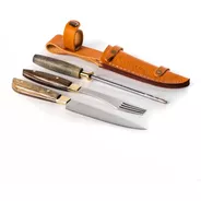 Cuchillo Artesanal Asador  + Tenedor Con Chaira 