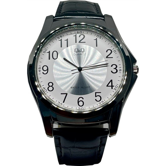 Reloj Q&q Hombre Q22a-500py Correa Negro Color del fondo Plateado q206j304y