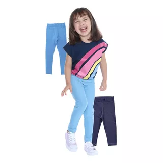 Calça Legging Malha Básica Infantil Lisa Menina Tam 3-8 Anos