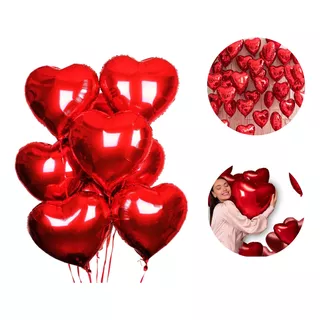 10 Balão Coração Metalizado 45cm Decorativo Festa Namorados