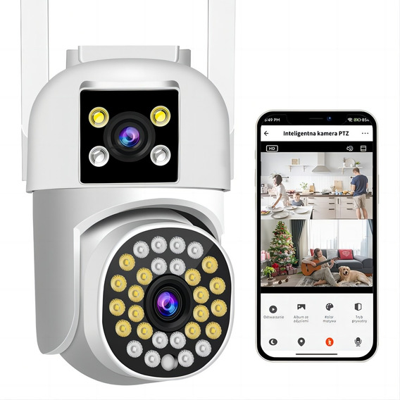 Cámara De Vigilancia De Doble Lente  Wifi Hd 4mp Con Alexa  