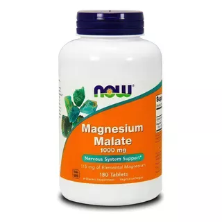 Magnésio Malato Now Foods 1000mg 180 Tabletas Magnésio Malate Sabor Natural